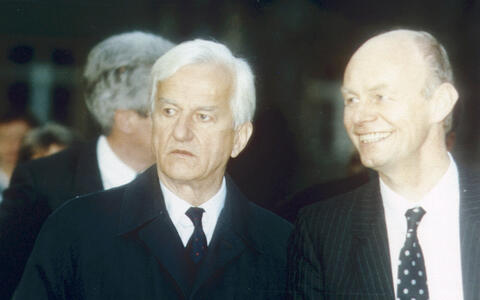 Detlev Ganten (re.) und Richard von Weizsäcker bei der Eröffnungsfeier des MDC 1992